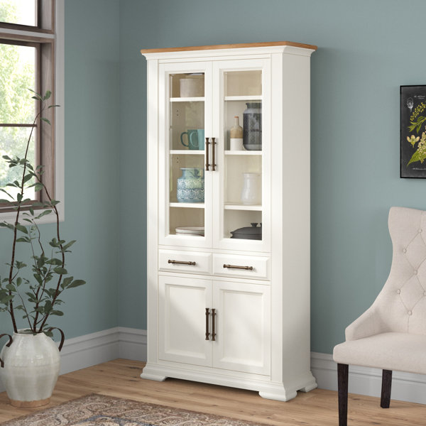 White living room cabinets deals with glass doors